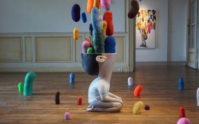 The artist captures a historic castle and turns it into a colorful playground.